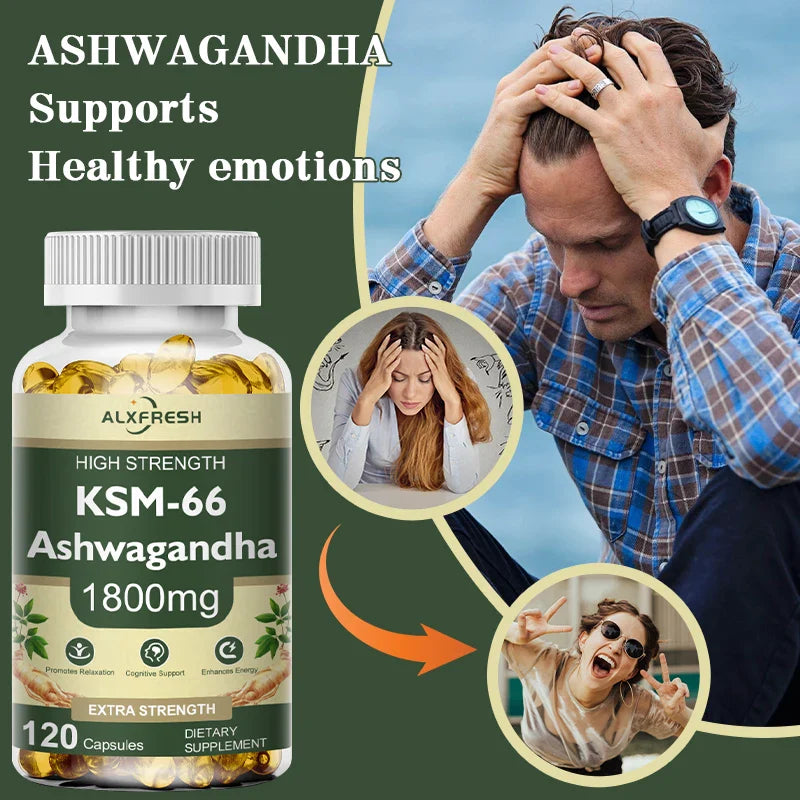 KSM-66 Organic Ashwagandha Capsules with Zinc | Non-GMO, Vegan | Premium Formula Health Supplement