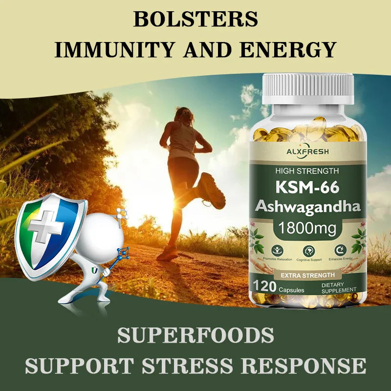 KSM-66 Organic Ashwagandha Capsules with Zinc | Non-GMO, Vegan | Premium Formula Health Supplement