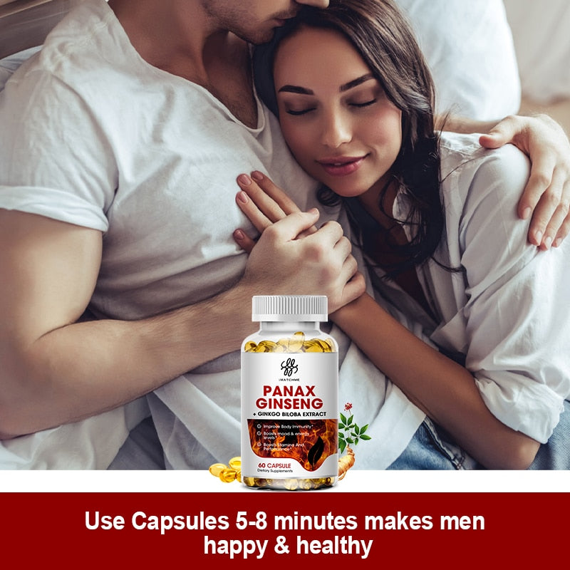 Korean Red Panax Male Energy Supplement Ginseng Ginkgo Biloba Ashwagandha for Focus, Memory, Brain, kidney