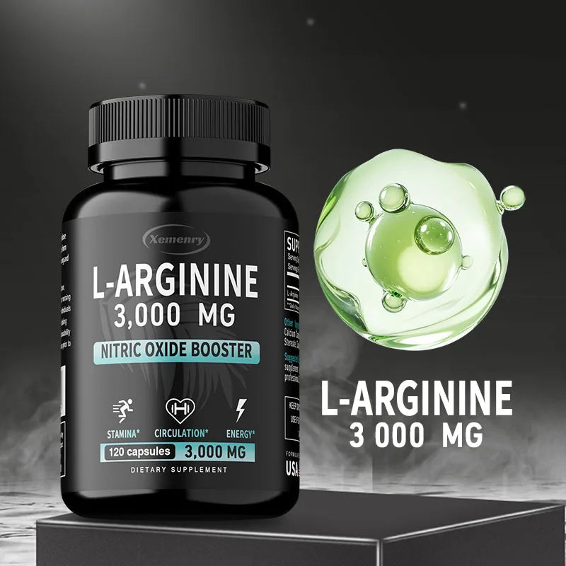 L-Arginine 3000mg - Supports Muscle Growth, Vascular Function, Boosts Energy, Improves Endurance, and Promotes Blood Circulation