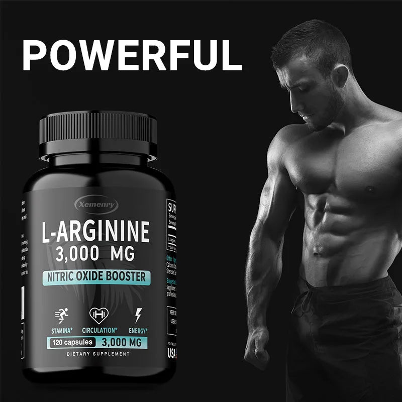 L-Arginine 3000mg - Supports Muscle Growth, Vascular Function, Boosts Energy, Improves Endurance, and Promotes Blood Circulation