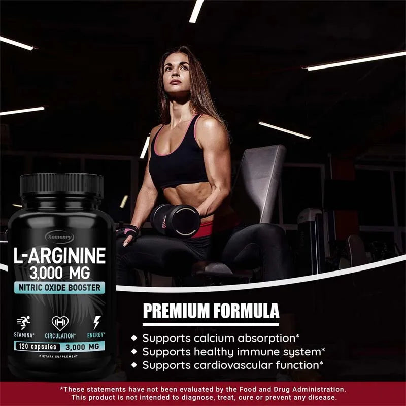 L-Arginine Capsules 3000mg - Nitric Oxide Boosters - Improve Energy, Endurance, Performance, Build Muscle Mass