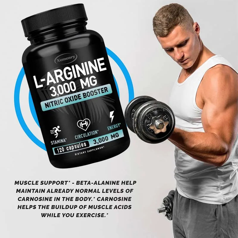 L-Arginine Capsules 3000mg - Nitric Oxide Boosters - Improve Energy, Endurance, Performance, Build Muscle Mass