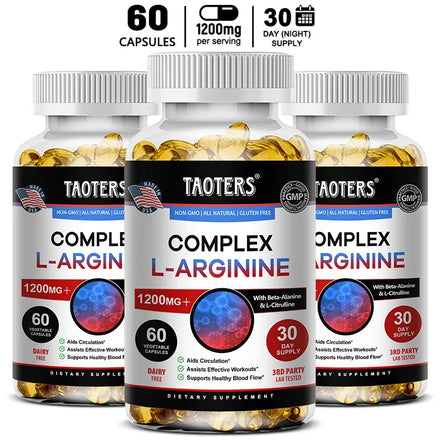 L-Arginine Nitric Oxide Supplement Helps Build Muscle and Supports Blood Flow, Circulation, Nutrient Delivery and Pumping