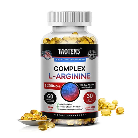 L-Arginine Nitric Oxide Supplement Helps Build Muscle and Supports Blood Flow, Circulation, Nutrient Delivery and Pumping