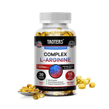 L-Arginine Nitric Oxide Supplement Helps Build Muscle and Supports Blood Flow, Circulation, Nutrient Delivery and Pumping