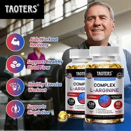 L-Arginine Nitric Oxide Supplement Helps Build Muscle and Supports Blood Flow, Circulation, Nutrient Delivery and Pumping