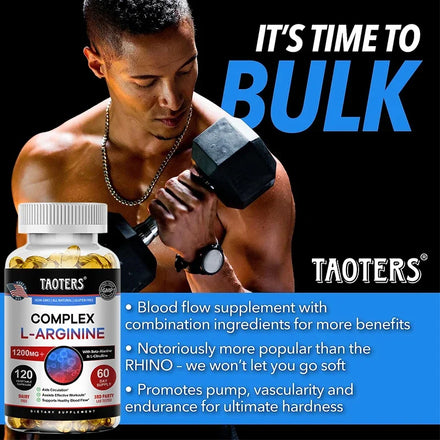 L-Arginine Nitric Oxide Supplement Helps Build Muscle and Supports Blood Flow, Circulation, Nutrient Delivery and Pumping