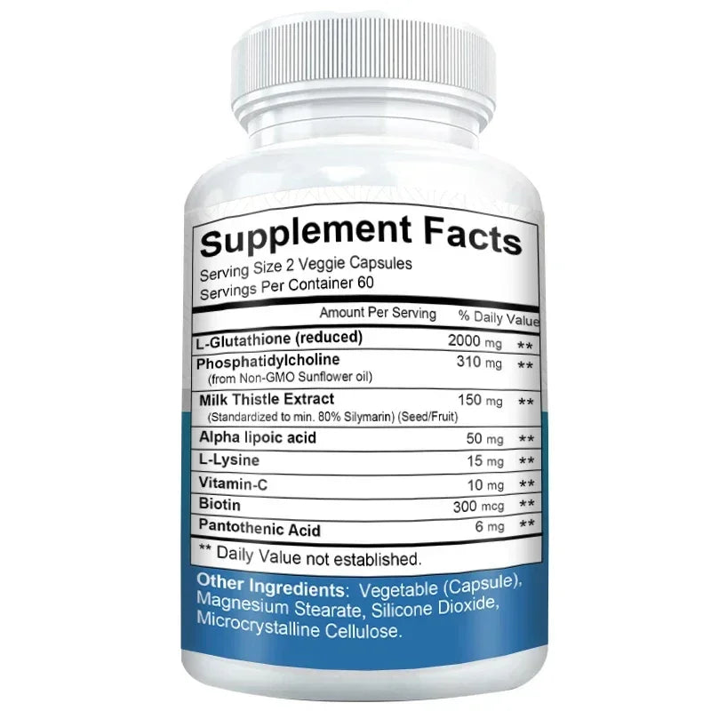 L-Glutathione Capsules Powerful Antioxidant Anti-Aging Whitening Reduce Wrinkles Beauty Care Skin, Hair & Nail Health Support