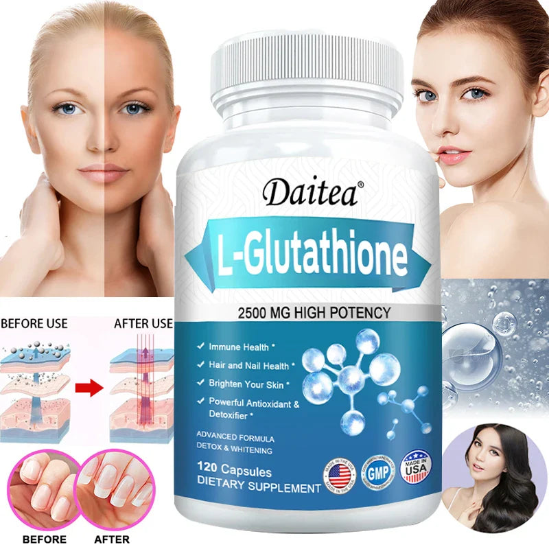L-Glutathione Capsules Powerful Antioxidant Anti-Aging Whitening Reduce Wrinkles Beauty Care Skin, Hair & Nail Health Support