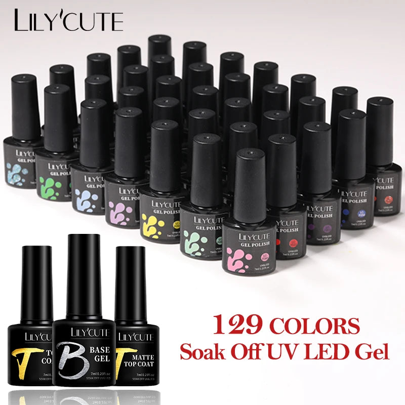 LILYCUTE 112/60/40/20Pcs Colors Gel Nail Polish Set Semi Permanent Soak Off UV Led Nail Art Salon Gel Varnish Hybrid Gel Kit