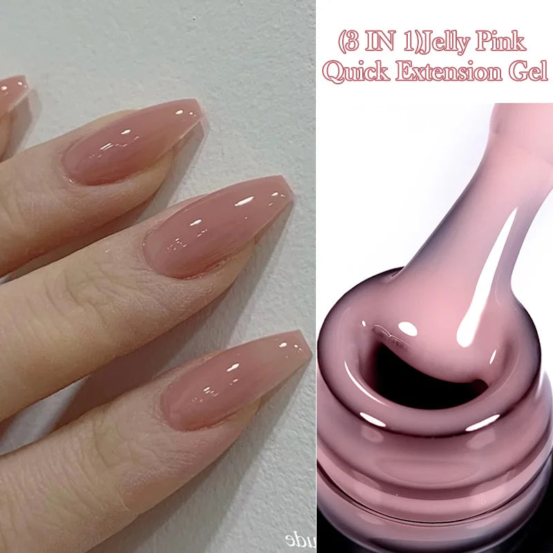 LILYCUTE 7ML Jelly Pink Peach Quick Extension Gel Nail Polish Nude Transparent Color Finger Prolong Rubber Base Construction Gel