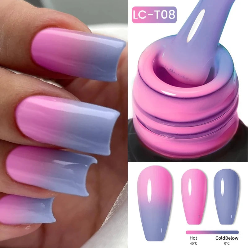 LILYCUTE 7ML Thermal Gel Nail Polish Ultra-thin Temperature Color Changing Gel Polish Semi Permanent UV Gel Nail Art Varnish