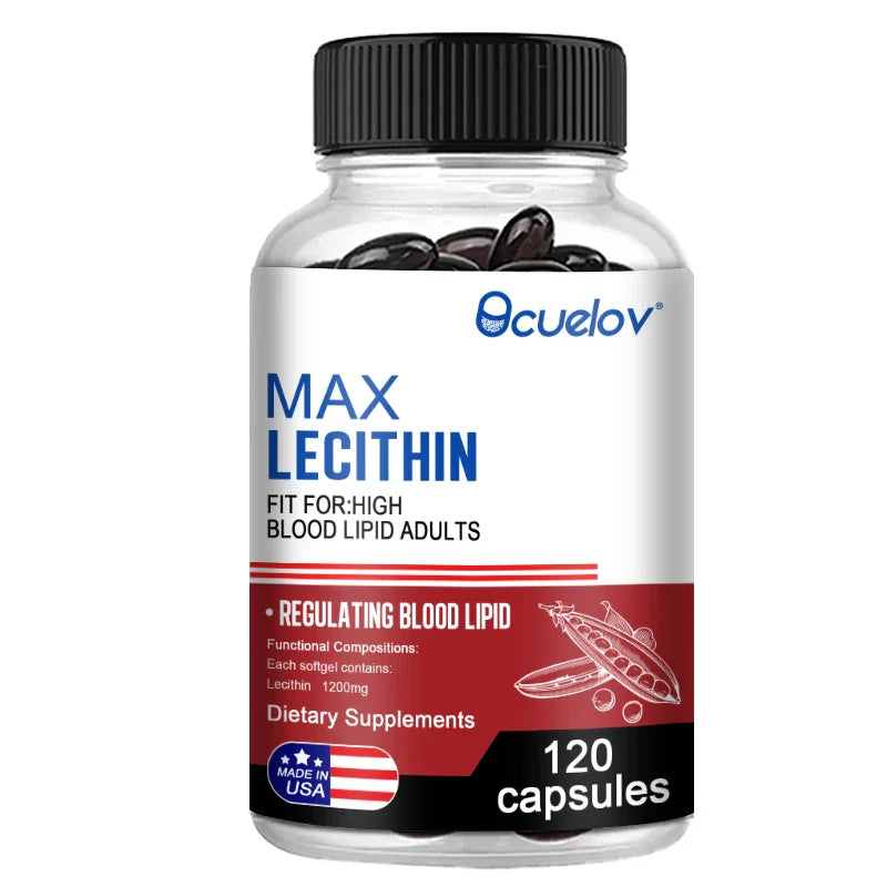 Lecithin Supplements - Helps with Cholesterol, Cardiovascular and Heart Health, Repairs Damaged Cell Membranes, Slows Aging