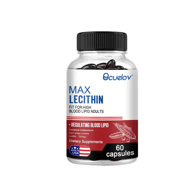 Lecithin Supplements - Helps with Cholesterol, Cardiovascular and Heart Health, Repairs Damaged Cell Membranes, Slows Aging