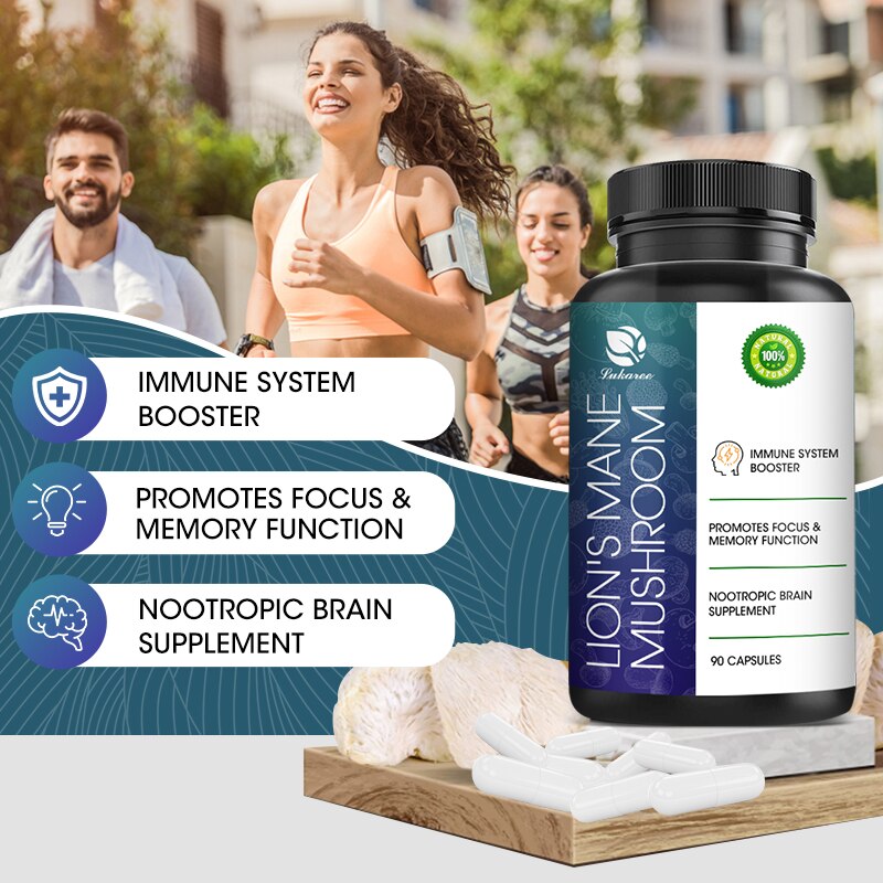 Lukaree Lion Mane Mushroom Capsule Enhancer Memory Enhancers for Brain Amnesia Protect Brain Nerves Memory and Focus Supplement