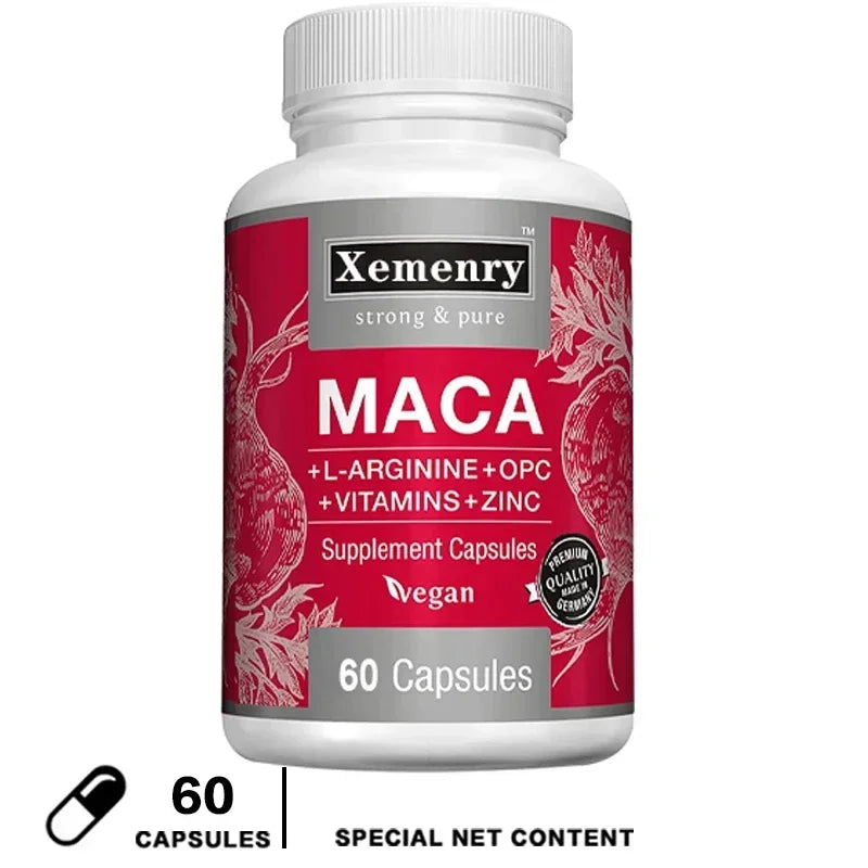 Maca Root Capsules - Natural Energy Supplement, Supports Athletic Performance and Motivation, Builds Muscle and Strengthens