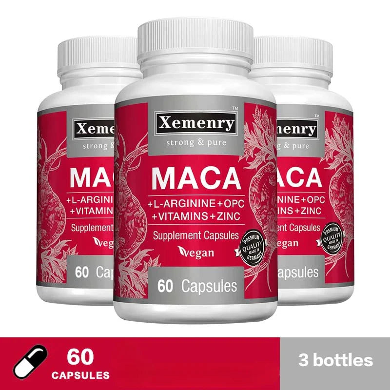 Maca Root Capsules - Natural Energy Supplement, Supports Athletic Performance and Motivation, Builds Muscle and Strengthens