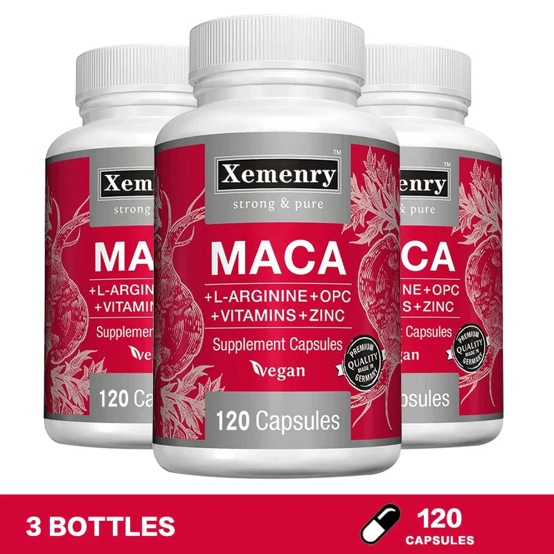 Maca Root Capsules - Natural Energy Supplement, Supports Athletic Performance and Motivation, Builds Muscle and Strengthens