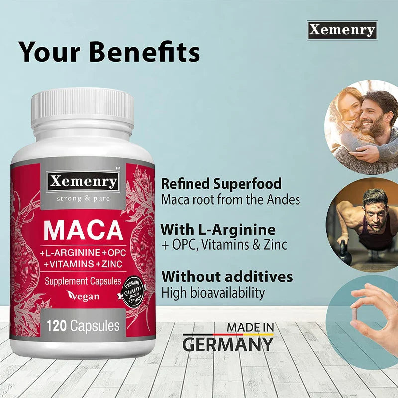 Maca Root Capsules - Natural Energy Supplement, Supports Athletic Performance and Motivation, Builds Muscle and Strengthens
