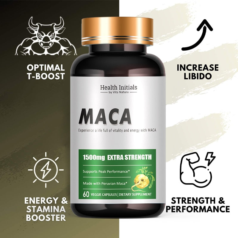 Maca Vegetarian Pills Energy Booster for Men, Thickens Dilation, Supports Duration, Replenishes Strength and Enhance Endurance