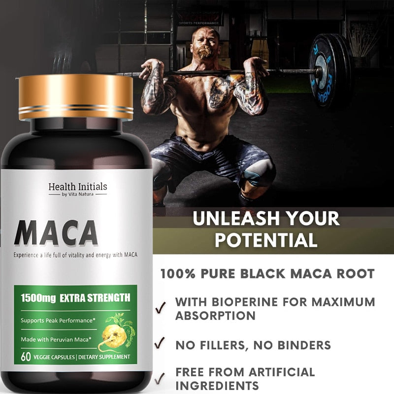 Maca Vegetarian Pills Energy Booster for Men, Thickens Dilation, Supports Duration, Replenishes Strength and Enhance Endurance