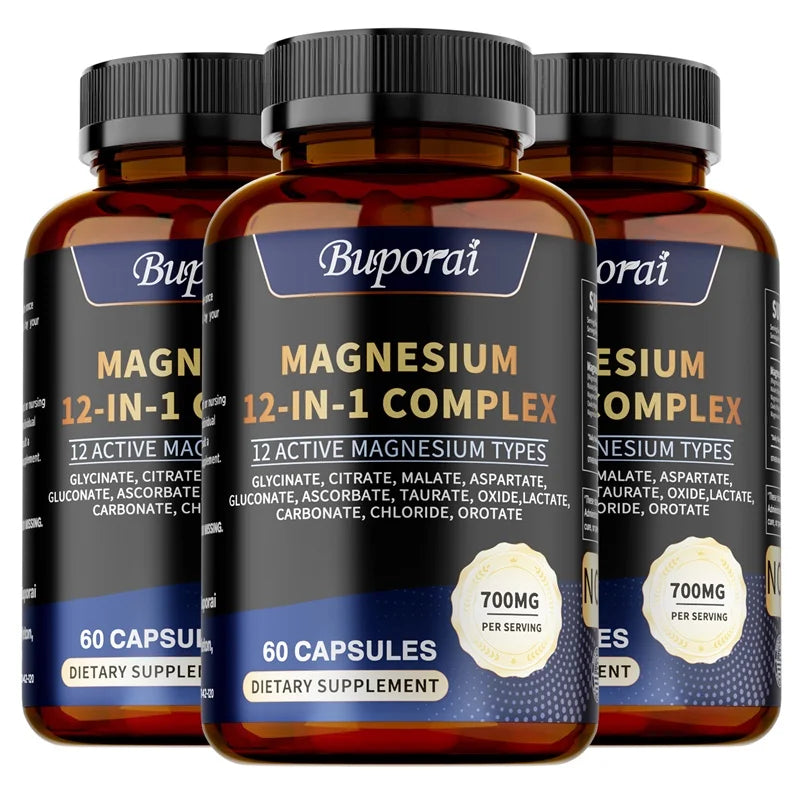 Magnesium Complex Capsules - Bone & Heart Health Supplement, Sleep Support,Muscle Relaxation,Stress & Anxiety Relief
