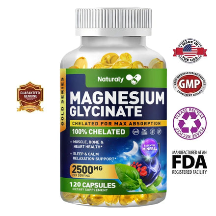 Magnesium Glycinate Capsules Dietary Supplement Support Bone Immune System,Heart Health Mineral Supplement Help Natural Sleep