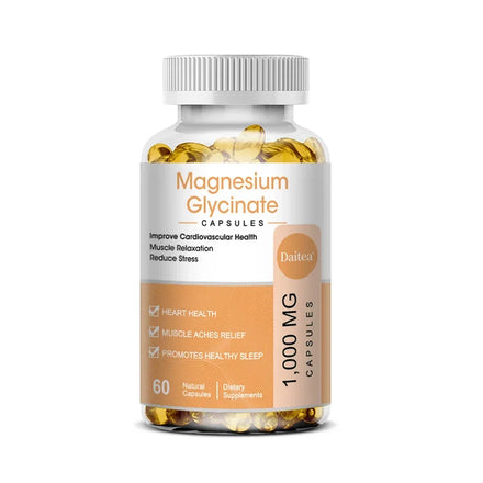 Magnesium Glycinate Capsules - Helps with Stress, Muscle, Sleep, Joints, Bones, Immune and Cardiovascular Health