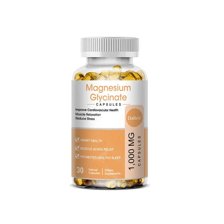 Magnesium Glycinate Capsules - Helps with Stress, Muscle, Sleep, Joints, Bones, Immune and Cardiovascular Health
