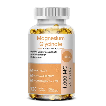 Magnesium Glycinate Capsules - Helps with Stress, Muscle, Sleep, Joints, Bones, Immune and Cardiovascular Health