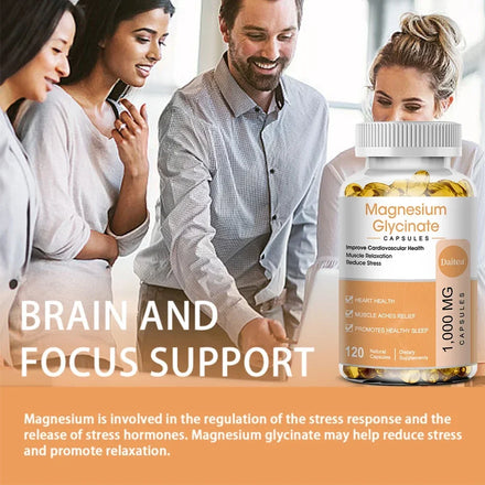 Magnesium Glycinate Capsules - Helps with Stress, Muscle, Sleep, Joints, Bones, Immune and Cardiovascular Health