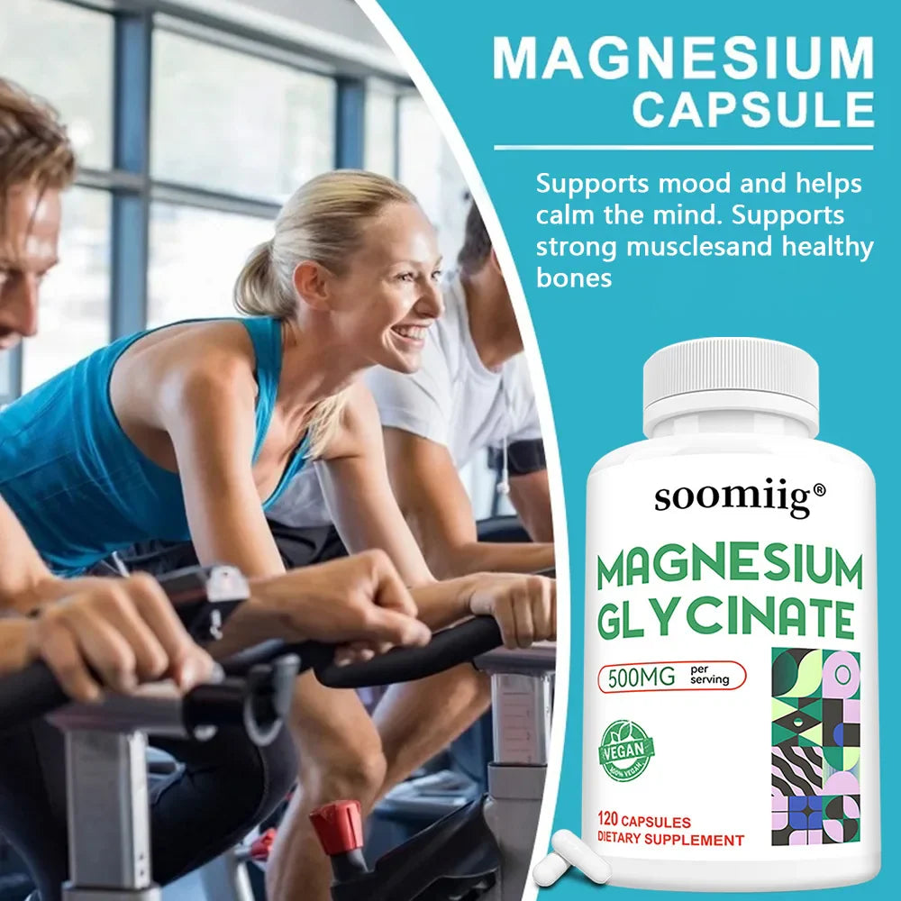 Magnesium Glycinate Capsules - Support Muscle, Bone, Cardiovascular Health Mineral Supplement, Helps with Stress, Natural Sleep