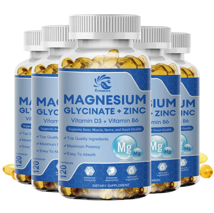 Magnesium Glycinate & Zinc 500mg Mineral Supplement for Supports Muscle Joint and Health Maximum Absorption