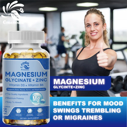 Magnesium Glycinate & Zinc 500mg Mineral Supplement for Supports Muscle Joint and Health Maximum Absorption