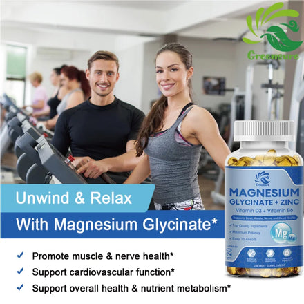 Magnesium Glycinate & Zinc 500mg Mineral Supplement for Supports Muscle Joint and Health Maximum Absorption
