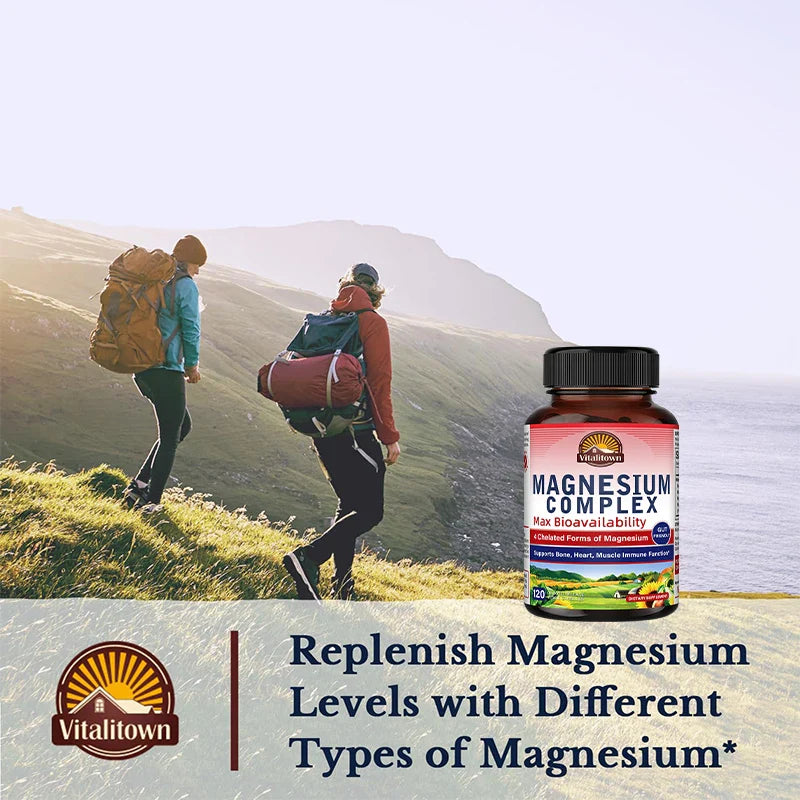 Magnesium Supplement, Multi-Magnesium Complex, Dietary Supplement, Supports Muscle Health, Relaxation, 30/60/120 Capsules