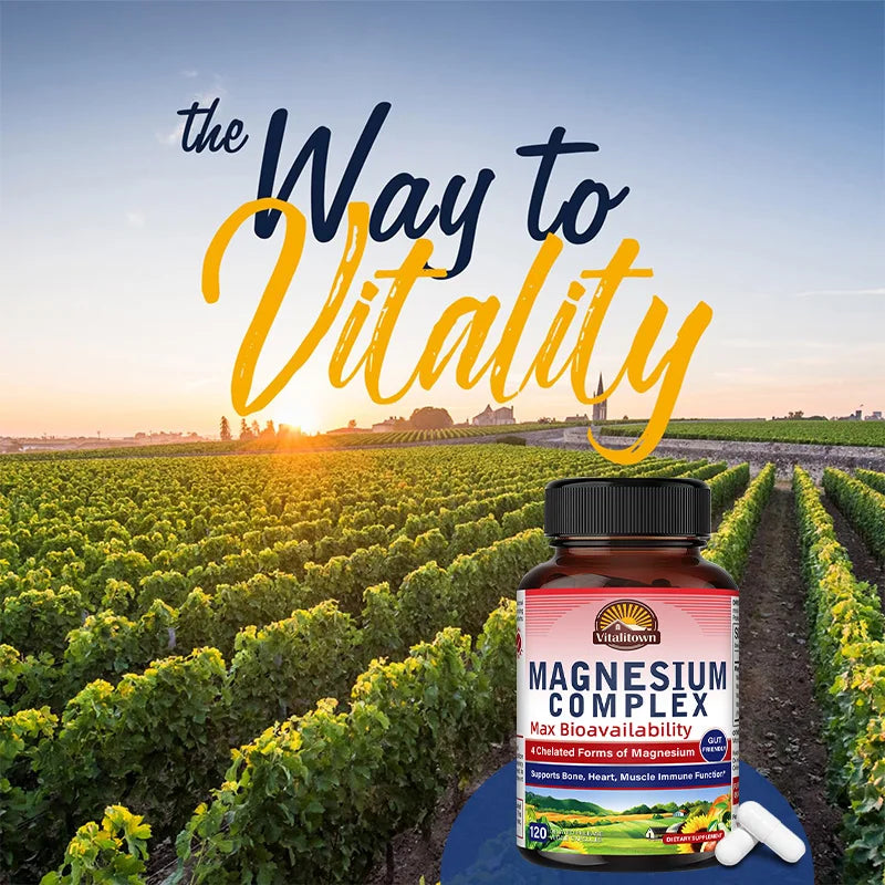 Magnesium Supplement, Multi-Magnesium Complex, Dietary Supplement, Supports Muscle Health, Relaxation, 30/60/120 Capsules