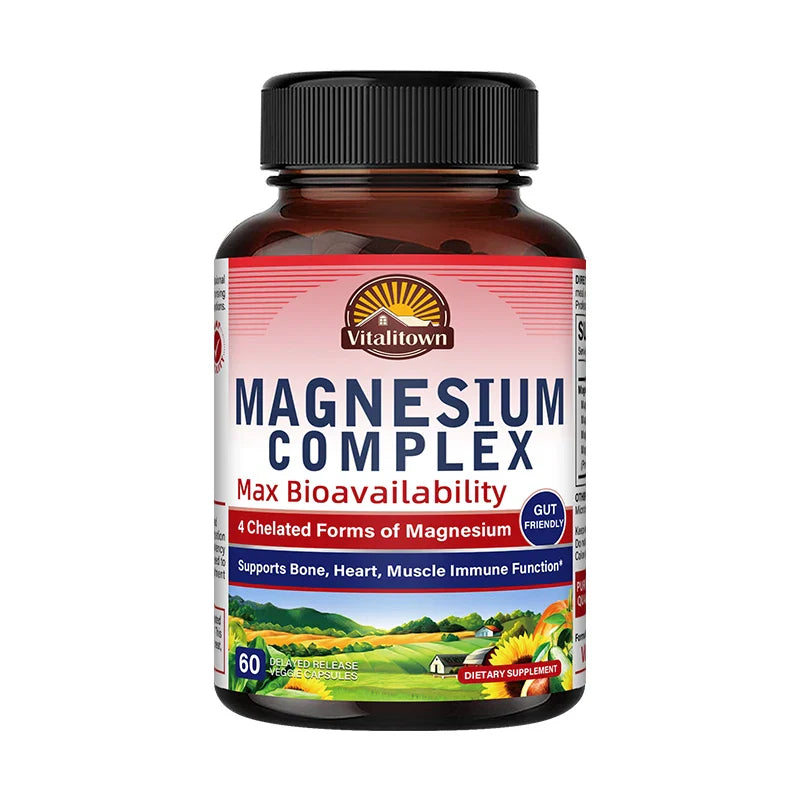 Magnesium Supplement, Multi-Magnesium Complex, Dietary Supplement, Supports Muscle Health, Relaxation, 30/60/120 Capsules