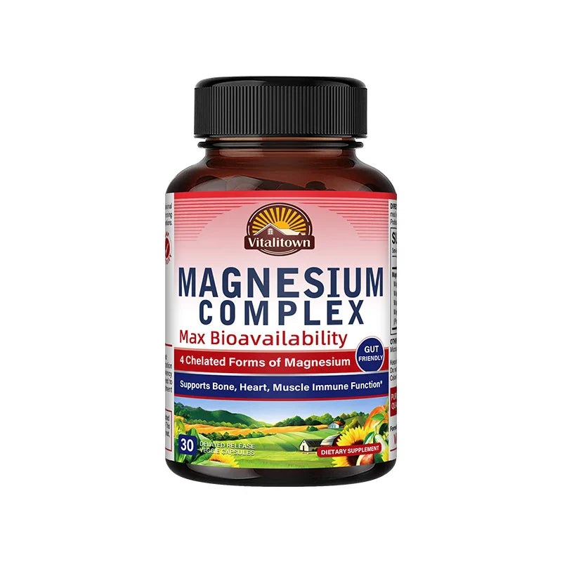 Magnesium Supplement, Multi-Magnesium Complex, Dietary Supplement, Supports Muscle Health, Relaxation, 30/60/120 Capsules