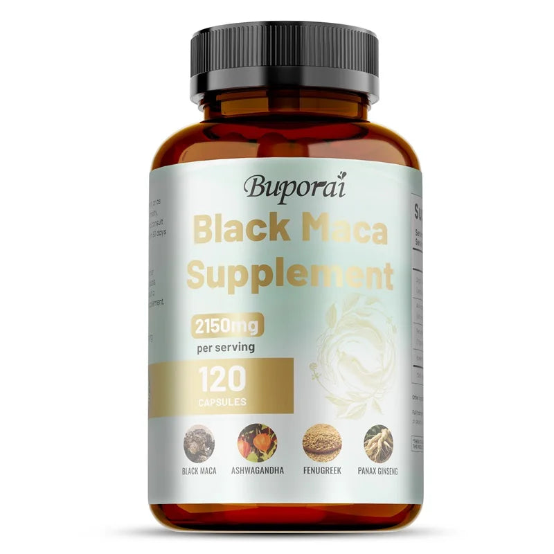 Male Enhancing Black Maca Capsules, Men's Supplements To Boost Stamina, Performance, Energy, Men's Muscle Enlargement