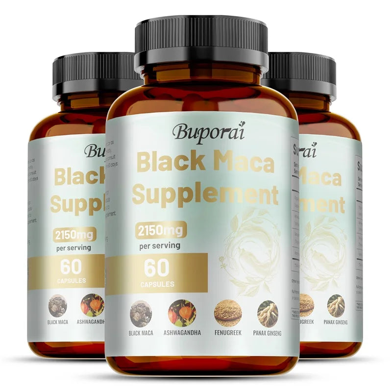 Male Enhancing Black Maca Capsules, Men's Supplements To Boost Stamina, Performance, Energy, Men's Muscle Enlargement