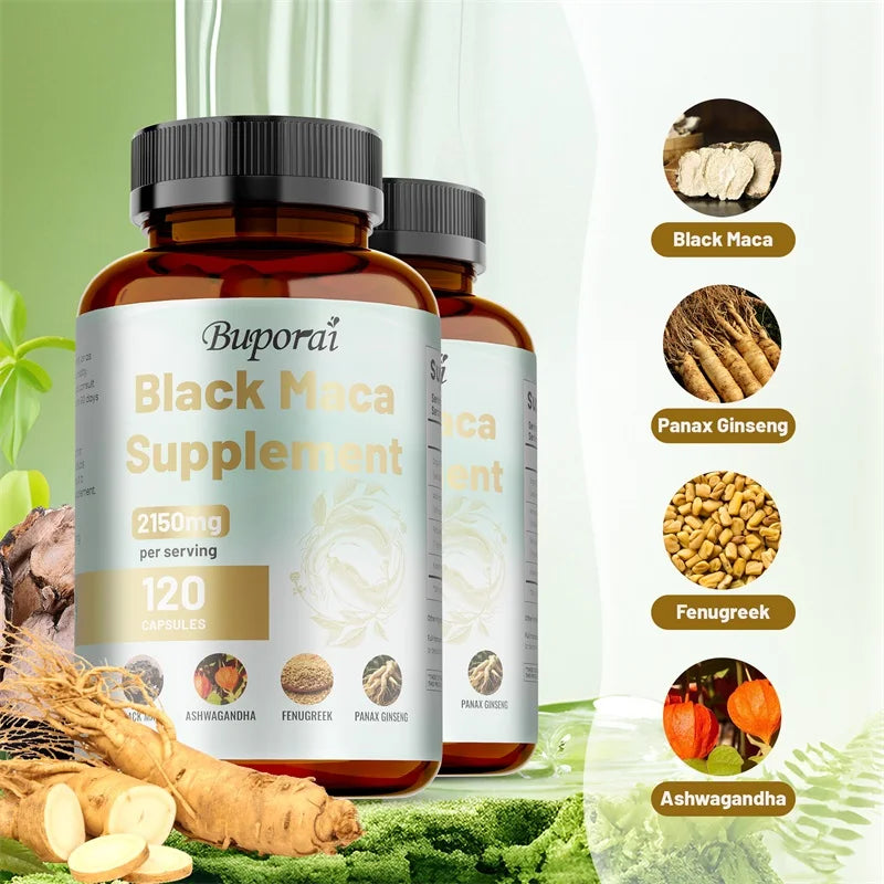 Male Enhancing Black Maca Capsules, Men's Supplements To Boost Stamina, Performance, Energy, Men's Muscle Enlargement