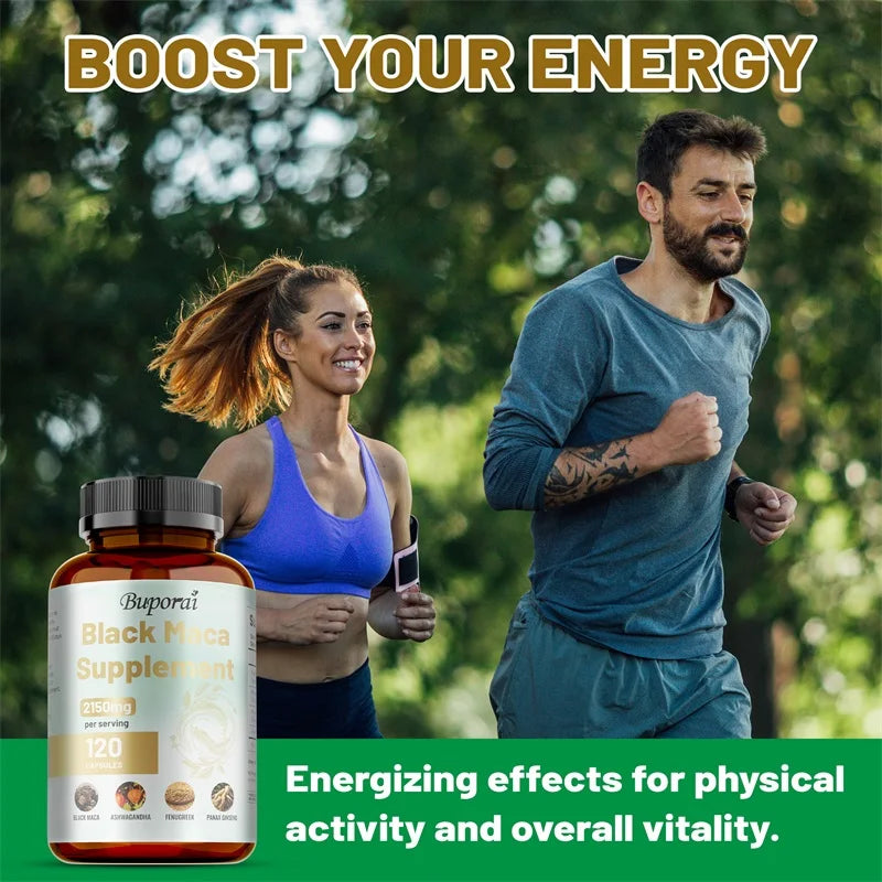 Male Enhancing Black Maca Capsules, Men's Supplements To Boost Stamina, Performance, Energy, Men's Muscle Enlargement