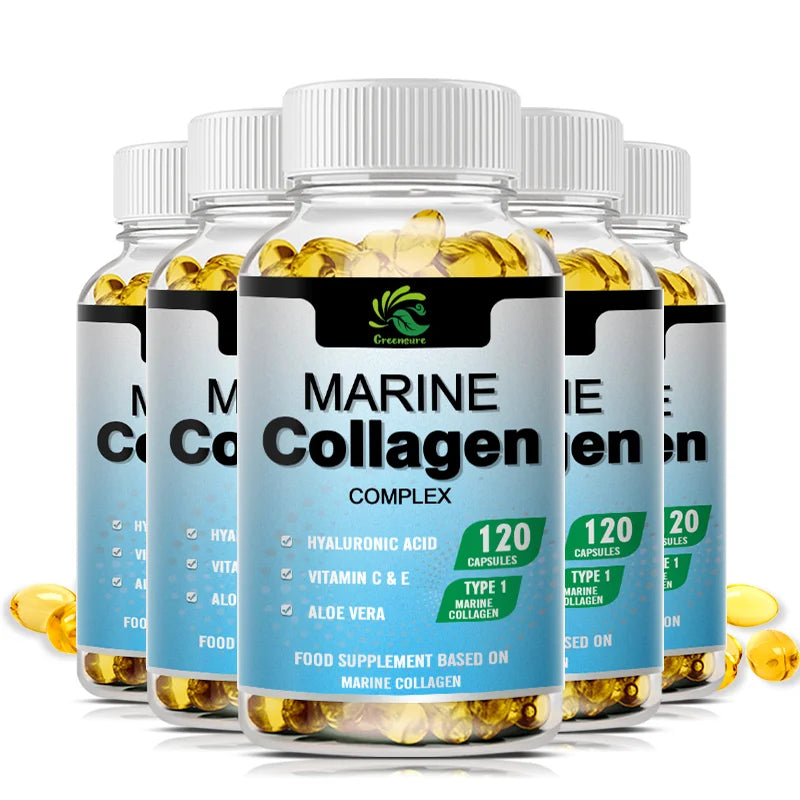 Marine Collagen Capsule for Whitening Beauty Supplement Radiant Skin, Hair, Nails, Joints, & Bones - 60/120 Capsules