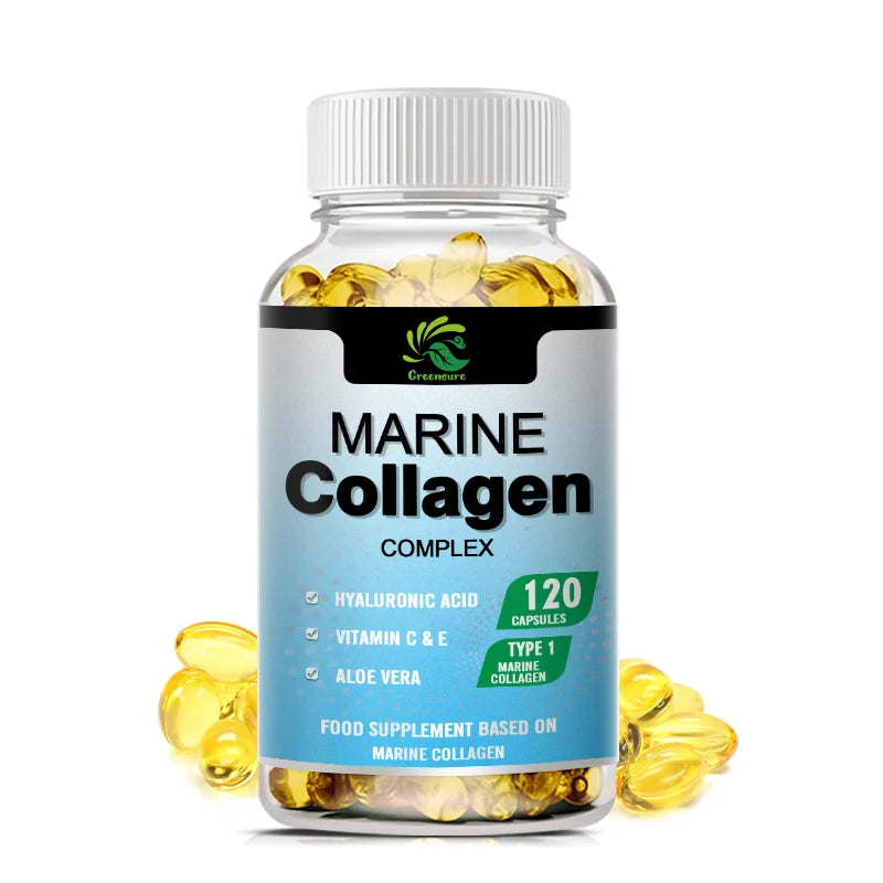 Marine Collagen Capsule for Whitening Beauty Supplement Radiant Skin, Hair, Nails, Joints, & Bones - 60/120 Capsules