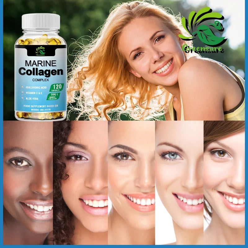 Marine Collagen Capsule for Whitening Beauty Supplement Radiant Skin, Hair, Nails, Joints, & Bones - 60/120 Capsules