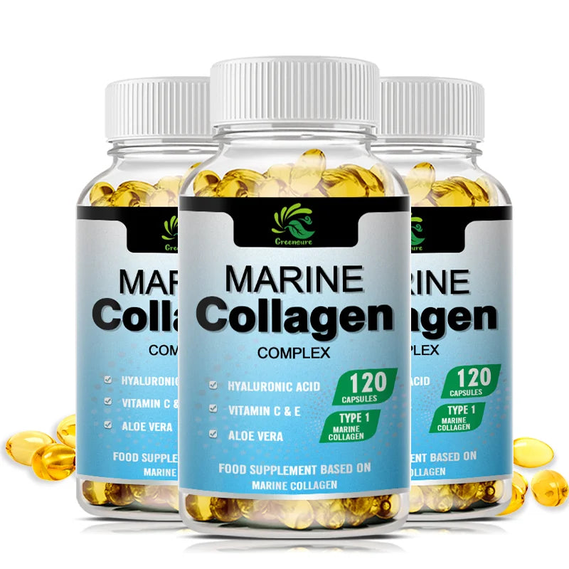 Marine Collagen Capsule for Whitening Beauty Supplement Radiant Skin, Hair, Nails, Joints, & Bones - 60/120 Capsules