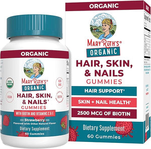 MaryRuth Organics Hair | Skin | and Nails Vitamins | Biotin Gummies with Vitamin C & Vitamin E | Hair Growth Vitamins | Skin Care | Nail Strength | USDA Organic Gummies for Ages 14+ | 60 Count in Pakistan