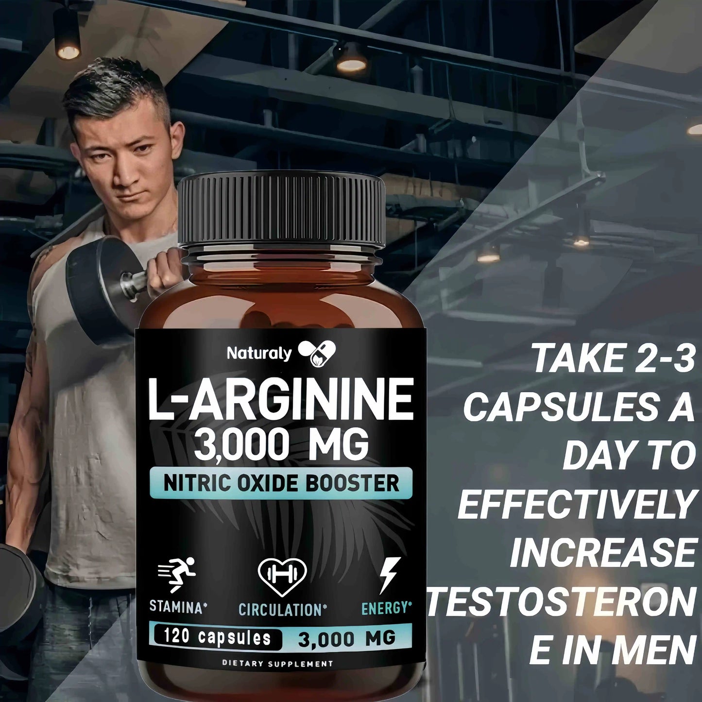 Men's Health Complete L-Arginine, Nitric Oxide Supplement - for Energy, Performance, Endurance, Muscle Growth, Vascular Function